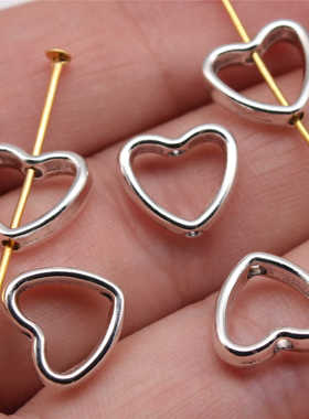 20个/包 11x12x1.3mm 内径6.8mm DIY配件挂件材料 爱心桃心小孔珠