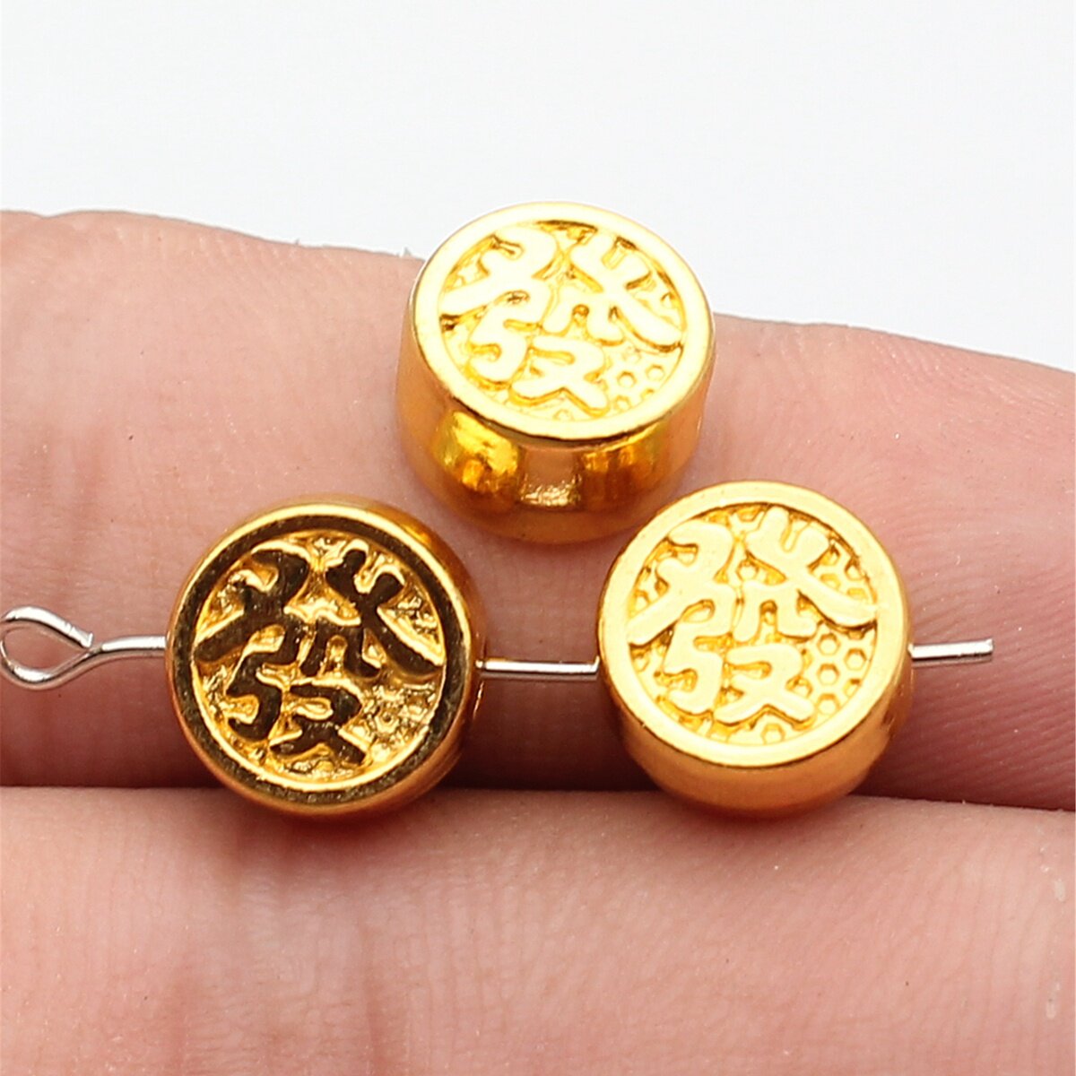 10个/包 10x10x5.8mm多色 DIY饰品配件中国风汉字發小孔珠