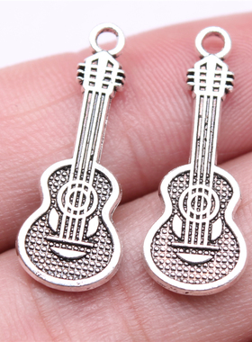 10个/包 28x10mm 多色 DIY饰品材料 音乐系列吉他吊坠 ABD-C15326