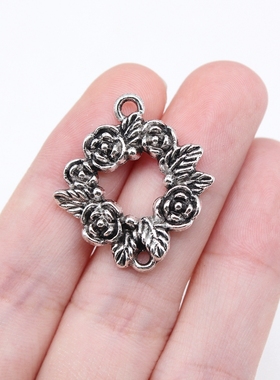 10个/包 28x25mm 古银色锌合金材质 花环连接件 ABD-C15694
