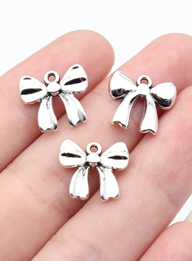 20个/包14x13mm古银色DIY饰品配件蝴蝶结吊坠