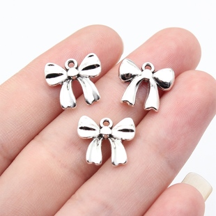 20个/包14x13mm古银色DIY饰品配件蝴蝶结吊坠