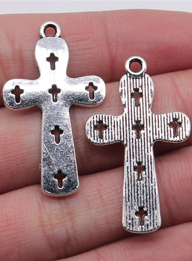 10个/包 21x36mm 古银色 DIY饰品配件 十字架吊坠 ABD-C13655
