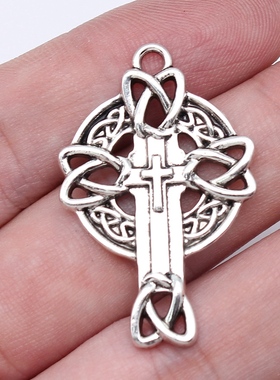 10个/包 24x37mm 古银色锌合金材质 凯尔特结十字架 ABD-C16319