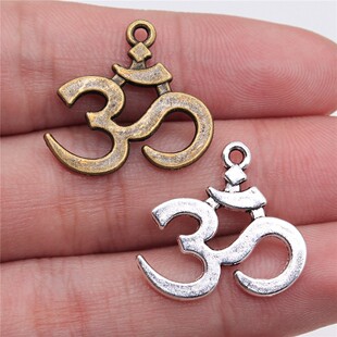 10个/包 23x21mm 多色锌合金材质 DIY饰品配件 OM吊坠 ABD-C10974