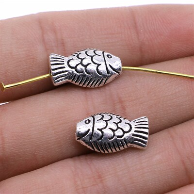 10个/包 9x17mm 多色锌合金材质 DIY饰品配件鱼珠子 ABD-C13247