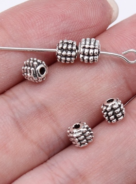 100个/包 5.5x5.5x4.8mm 古银色 麻点小孔珠隔位珠 ABD-C16265