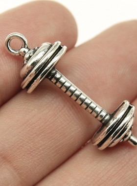 5个/包 34x11x11mm 多色 锌合金材质 杠铃吊坠 ABD-C12735