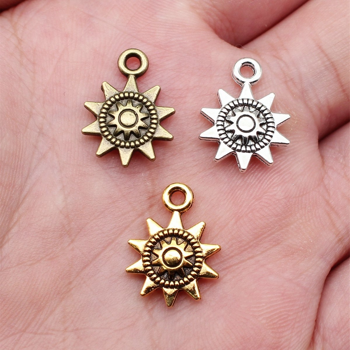 20个/包 17x12mm 多色锌合金材质 太阳吊坠 ABD-C10640