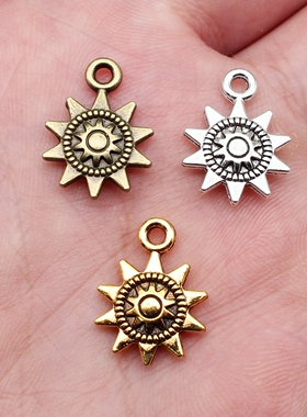 20个/包 17x12mm 多色锌合金材质 太阳吊坠 ABD-C10640