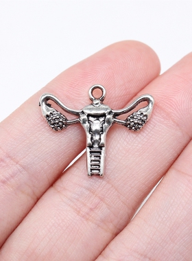10个/包 18x23mm 古银色锌合金材质 子宫吊坠 ABD-C15812