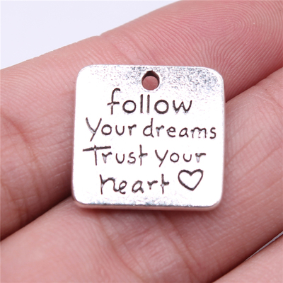 5个/包 19x19mm Follow Your Dreams Trust Your Heart吊坠