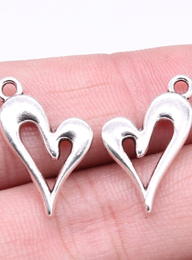 20个/包 20x13mm 多色 锌合金 镂空爱心吊坠 ABD-C15259