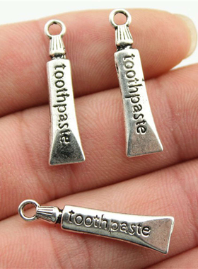 10个/包 28x6mm 古银色锌合金材质 牙膏吊坠 ABD-C10399