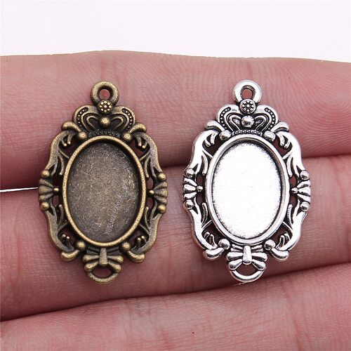 10个/包 内入10x14mm 多色椭圆形时光宝石 底座底托配件F-C10117