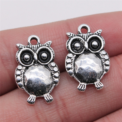 10个/包 14x21mm 古银色 DIY饰品配件 大肚子猫头鹰吊坠