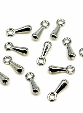 200个/包 锌合金材质 无镍电镀 白K色2x7mm 水滴项链尾链配件