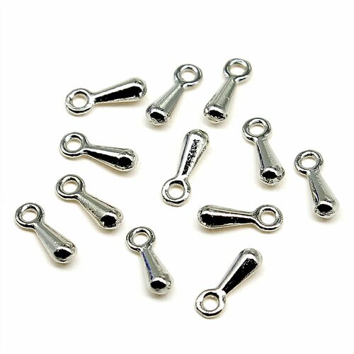 200个/包 锌合金材质 无镍电镀 白K色2x7mm 水滴项链尾链配件