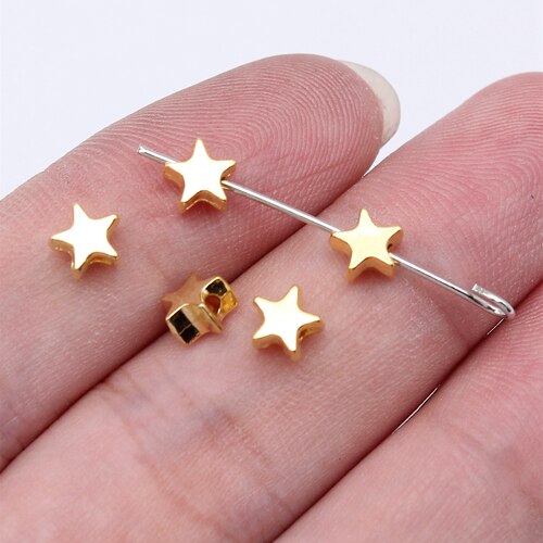 100个/包 5.6x5.6x3.2mm 多色 星星小孔珠五角星珠子 ABD-C16244