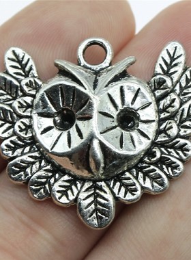 5个/包 35x30mm 古银色 DIY饰品配件 猫头鹰吊坠 ABD-C12044