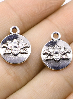 10个/包 13x16mm 古银色锌合金 DIY饰品配件 莲花吊坠 ABD-C13425