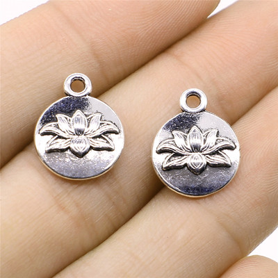10个/包 13x16mm 古银色锌合金 DIY饰品配件 莲花吊坠 ABD-C13425