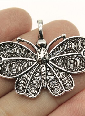 5个/包 41x31mm 古银色锌合金材质 蝴蝶吊坠 ABD-C12783