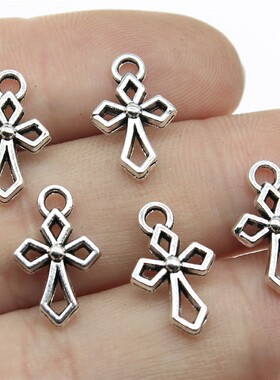 40个/包 16x10mm 古银色 饰品配件 十字架 小十字架吊坠