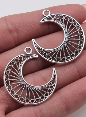 10个/包 30x34mm 多色DIY饰品配件镂空月亮耳环挂坠 ABD-C13690