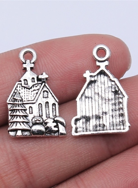 10个/包 21x14mm 古银色锌合金材质 房子吊坠 ABD-C14533
