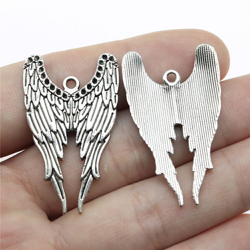 10个/包 39x24mm 古银色 DIY饰品配件 双翅膀吊坠 ABD-C11818