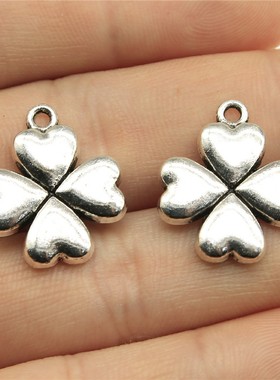 10个/包 20x17mm 古银色 DIY饰品配件 四叶草吊坠 ABD-C12575