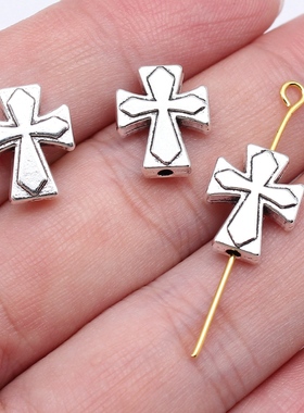 20个/包 13.5x11x3.5mm 多色 锌合金 十字架小孔珠 ABD-C16419