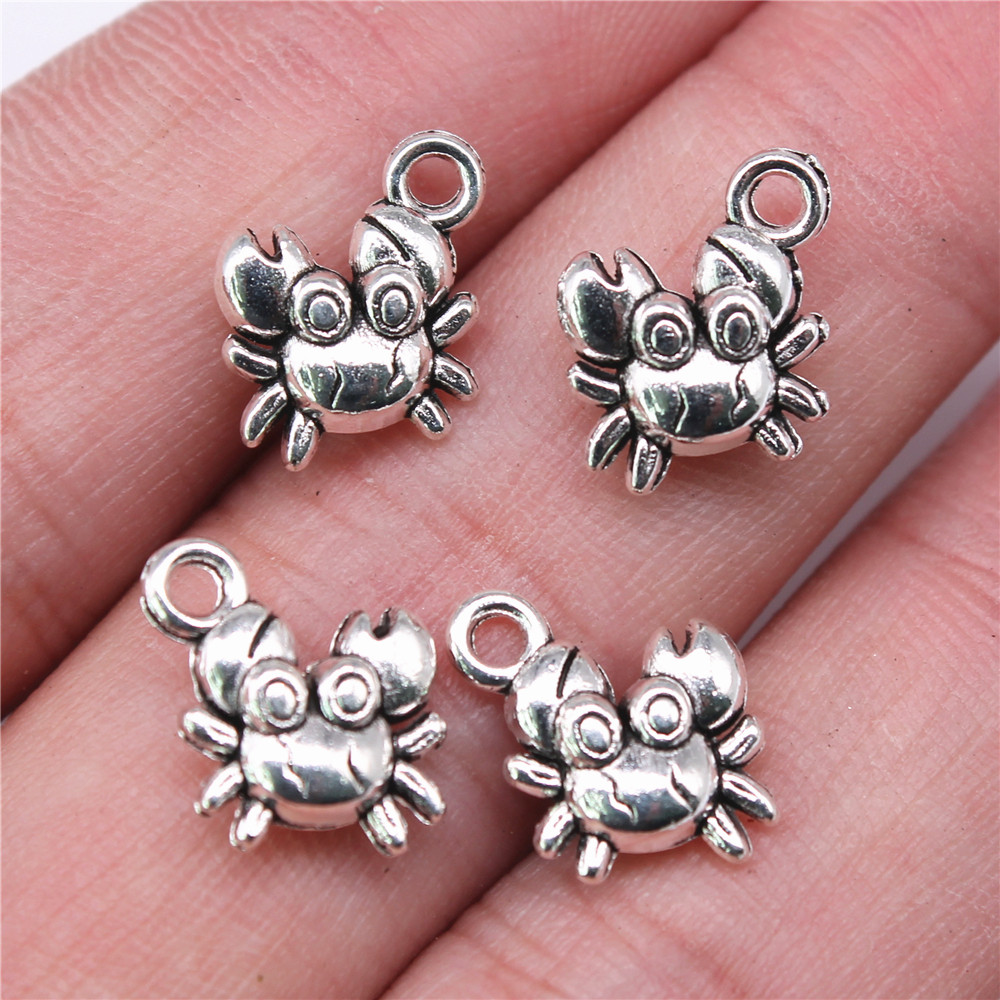 10个/包 12x11mm 多色DIY饰品配件螃蟹吊坠 ABD-