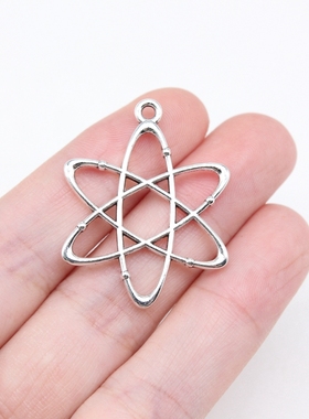 10个/包 33x26mm 古银色 物理学化学原子结构图吊坠 ABD-C15685