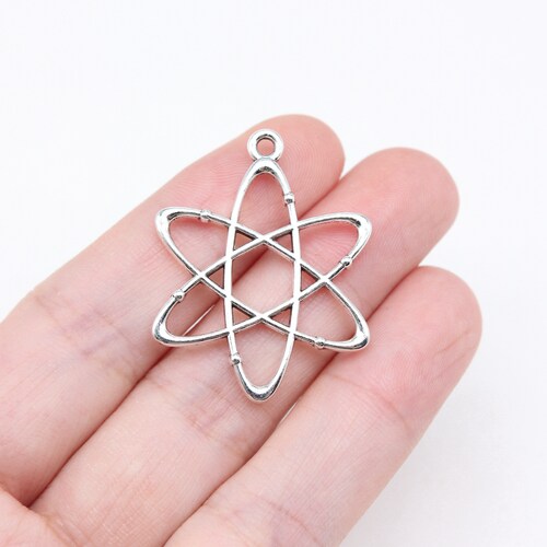 10个/包 33x26mm 古银色 物理学化学原子结构图吊坠 ABD-C15685