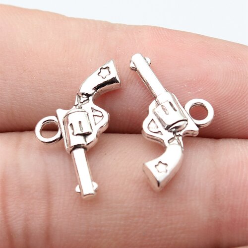 10个/包 11x22mm 古银色 DIY饰品配件手枪吊坠