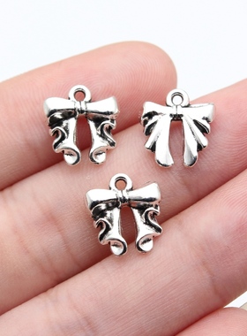 20个/包13x12mm古银色DIY饰品配件蝴蝶结吊坠