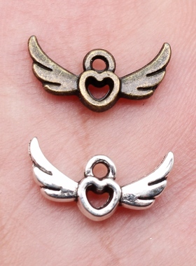 20个/包 16x8mm 多色DIY饰品配件翅膀小爱心吊坠 ABD-C11771