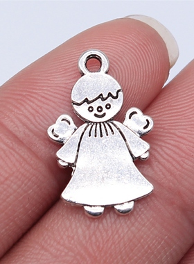 10个/包 22x14mm 古银色锌合金材质 天使吊坠 ABD-C14159