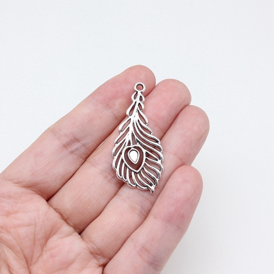 10个/包 39x18mm 多色锌合金 孔雀羽毛吊坠 ABD-C15588