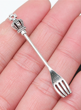 10个/包 58x8mm 多色DIY饰品配件皇冠叉子吊坠 ABD-C12552