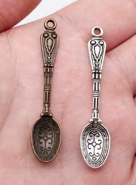 10个/包 10x49mm 多色复古饰品配件DIY 复古勺子吊坠 ABD-C13528