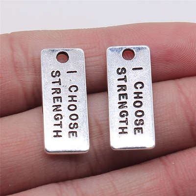 10个/包 10x25mm 古银色 i choose strength 字牌吊坠 ABD-C13720
