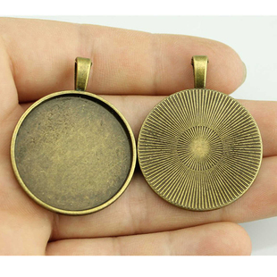 DIY饰品配件圆形底托F 5个 古青铜色锌合金 内入30mm C10066 包