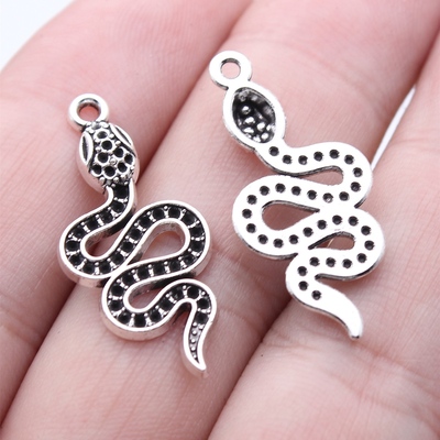 10个/包30x13mm古银色DIY饰品配件可点水钻蛇吊坠
