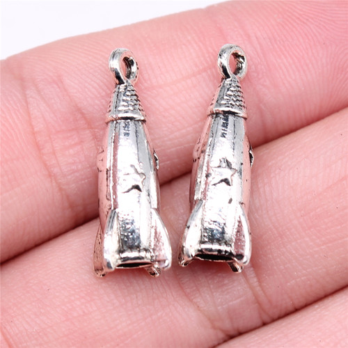 10个/包 24x9x9mm 古银色复古DIY饰品配件 火箭吊坠 ABD-C11798