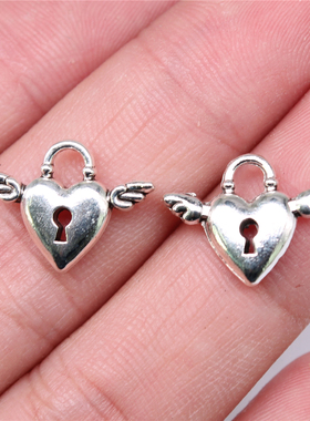 20个/包 18x13mm 多色 锌合金 翅膀爱心吊坠 ABD-C14779