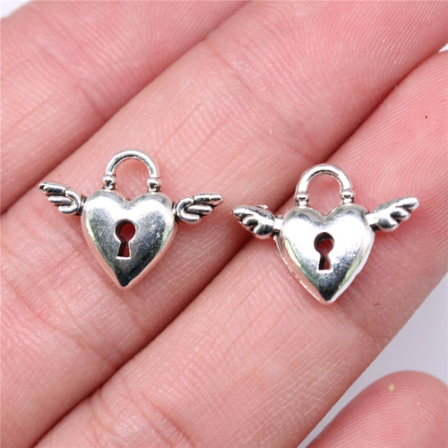 20个/包 18x13mm 多色 锌合金 翅膀爱心吊坠 ABD-C14779