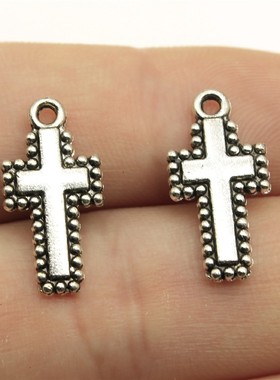 10个/包 20x10mm 古银色 DIY饰品配件 十字架吊坠 ABD-C12500